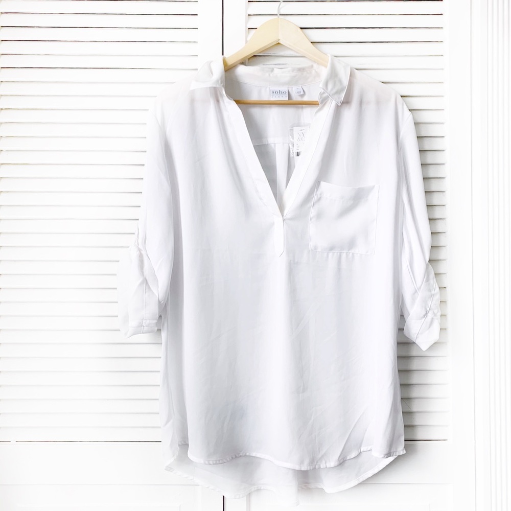 New York & Company White Chiffon Swing Top NWT